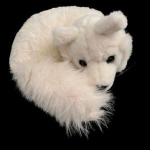 K&M INTER RARE Vtg. 2001 CURLED UP ARTIC WHITE FOX REALISTIC  10"